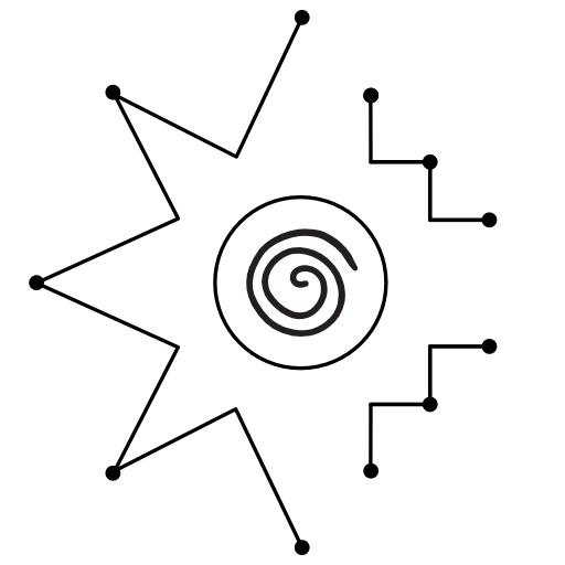 Logo ChaskART mit Chakana, Spirale und Venus