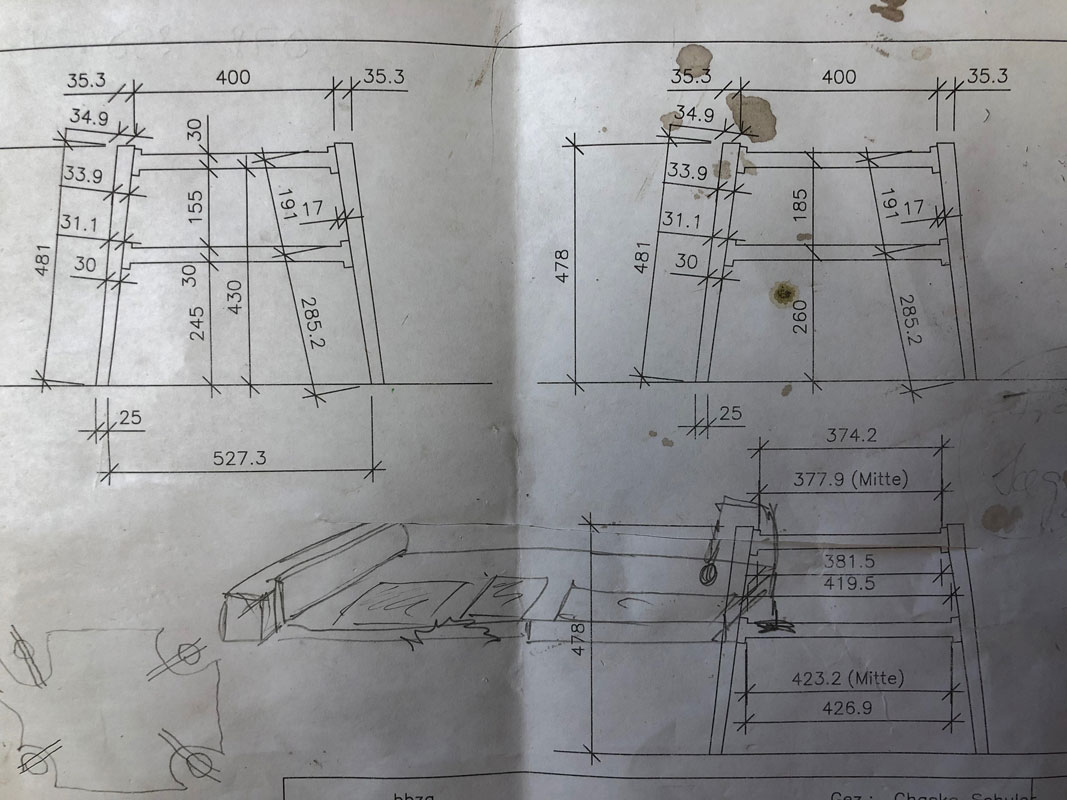 CAD-Pläne des Three-Wood-Tables