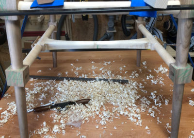 Bearbeitung des Mittelholmes mit Schweifhobel