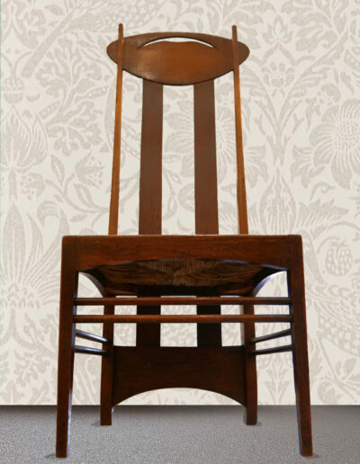 Argyle Chair, Charles Rennie Mackintosh, 1897 Eiche, gebeizt / Binsengeflecht
