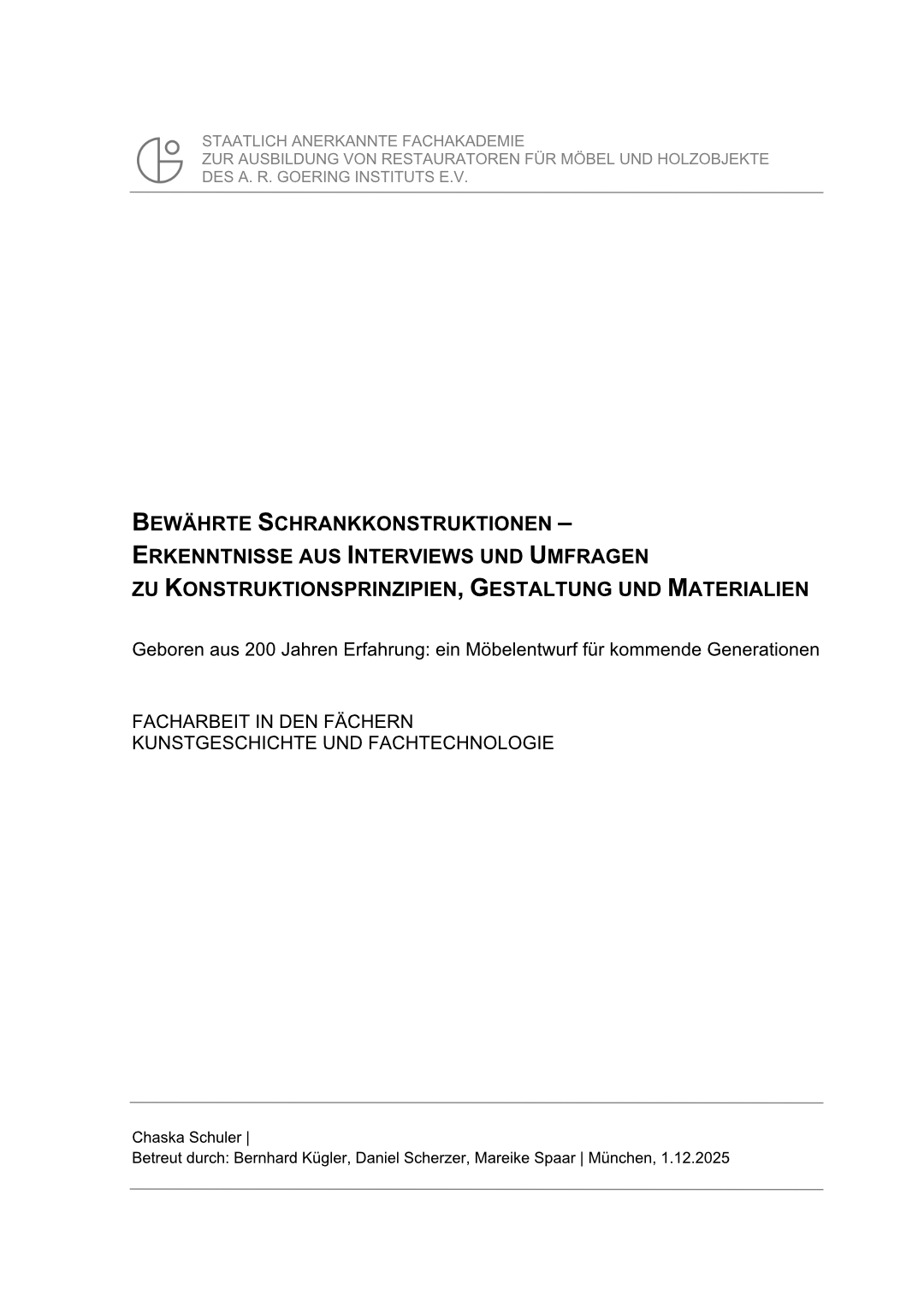 Titelblatt Facharbeit Chaska Schuler Titelblatt Facharbeit Chaska Schuler