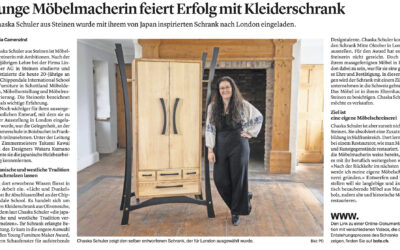 Junge Möbelmacherin feiert Erfolg mit Kleiderschrank – Bericht im Bote der Urschweiz vom 26. Oktober 2022