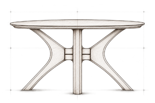 Entwurfszeichnung eines Tisches als Symbol für Möbeldesign und Möbelbau