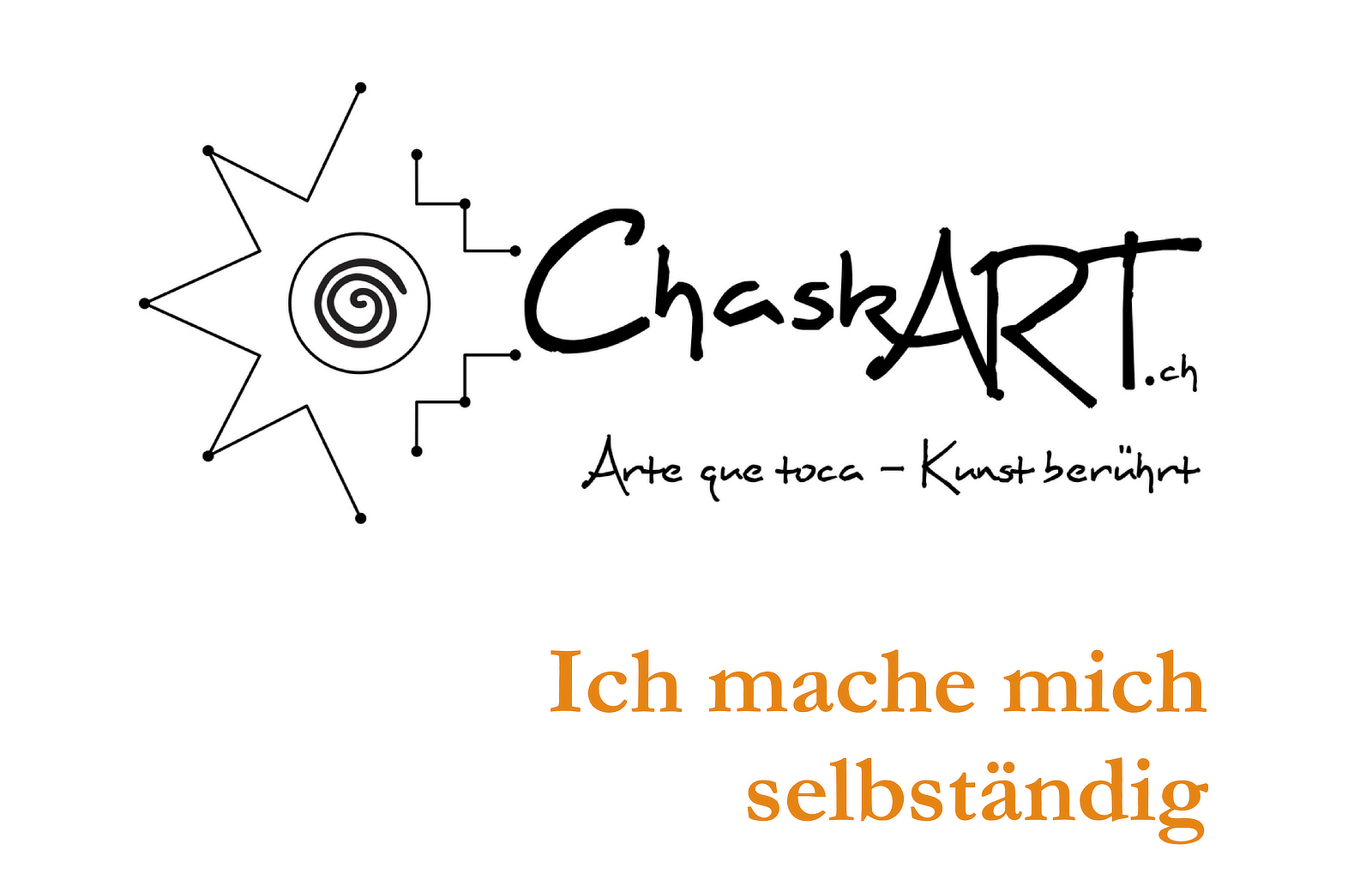 Ich mache mich selbständig – Vertiefungsarbeit 2020 | ChaskART Deckblatt der Vertiefungsarbeit «Ich mache mich selbständig» von Chaska Schuler, 26. November 2020, mit ChaskART-Logo und orangefarbenem Titel.